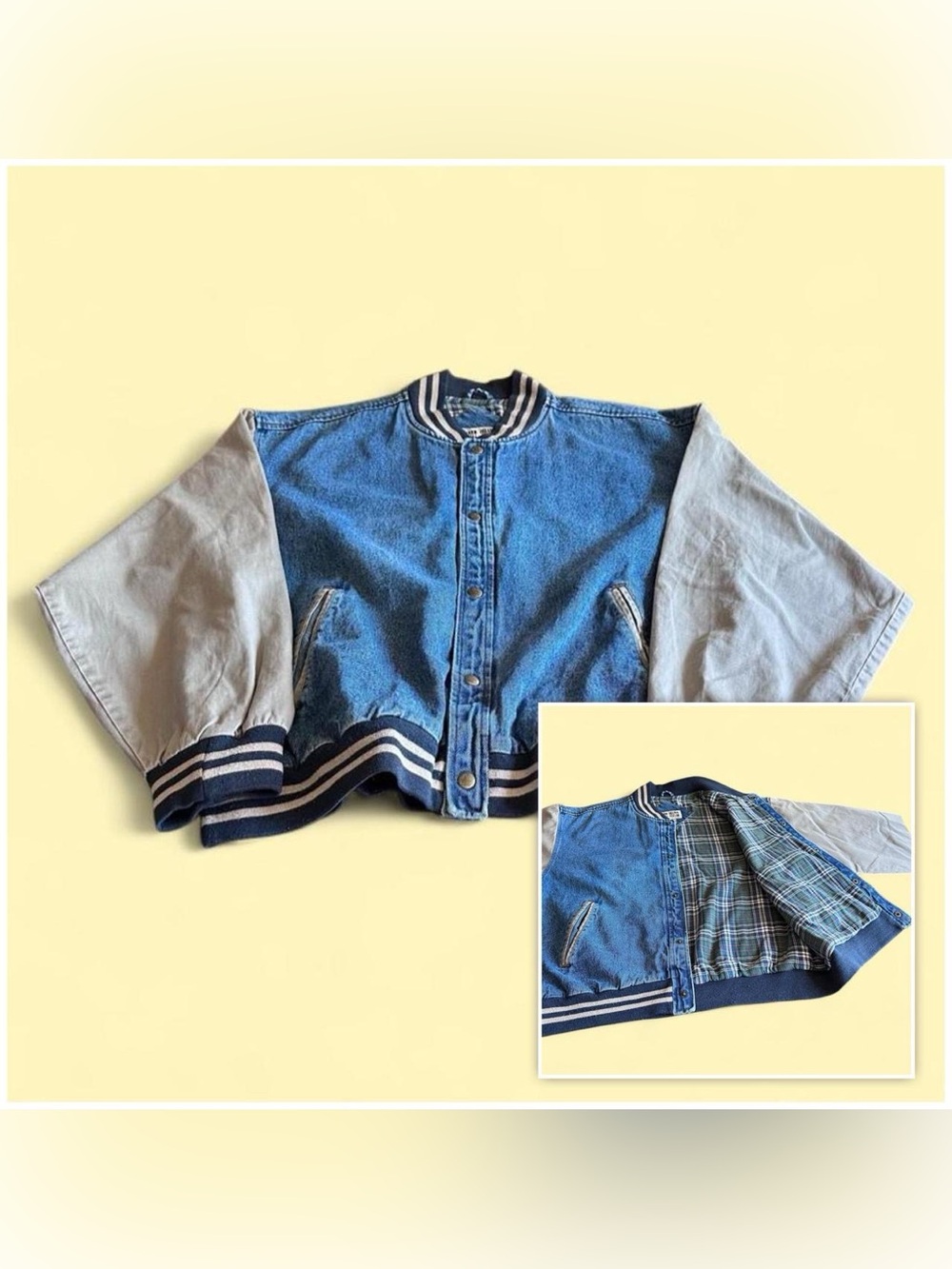 Vintage Most Wanted Denim Varsity Jacket Flannel Lined Men’s L